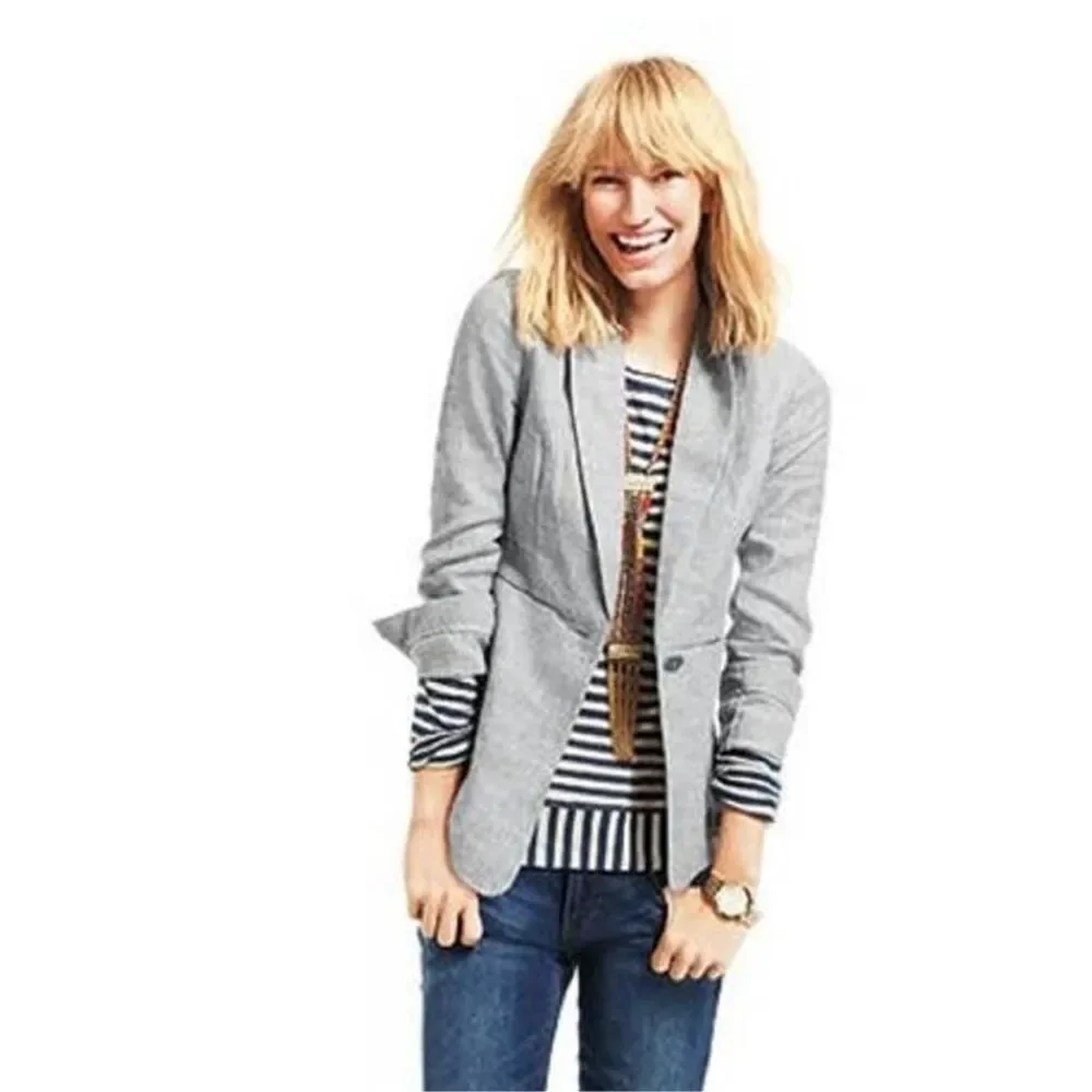 ✨CAbi Beachwalk Linen Blend Blue Sz 6 Blazer✨